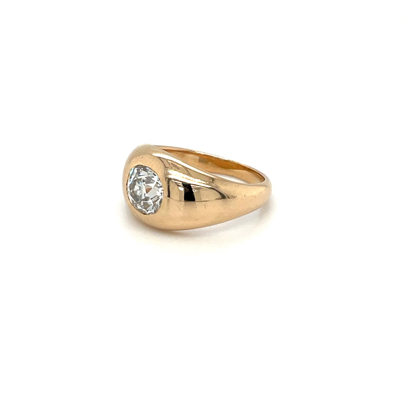 18ct Yellow Gold Cushion-cut Diamond Gypsy Ring