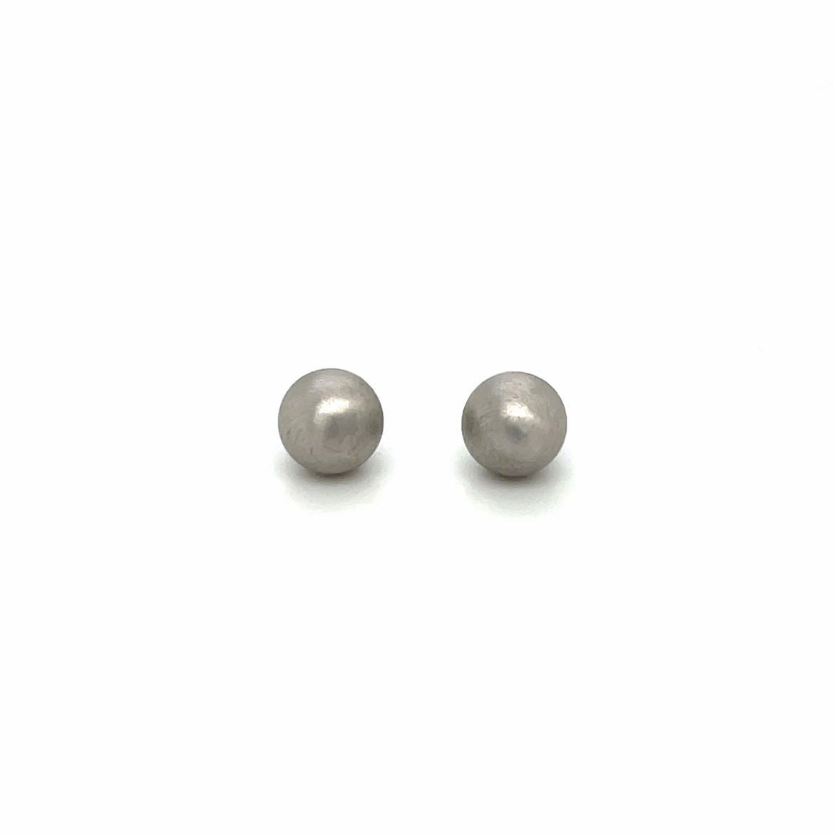 9ct White Gold Satin Ball Stud Earrings (7mm)