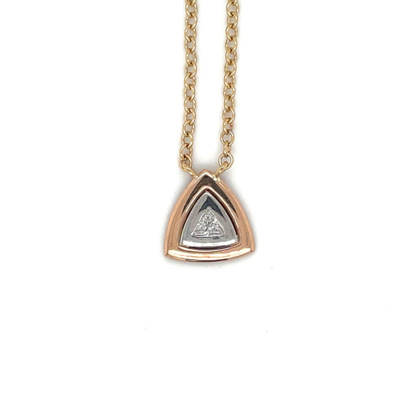 18ct Three-Tone Trillion Diamond Necklace