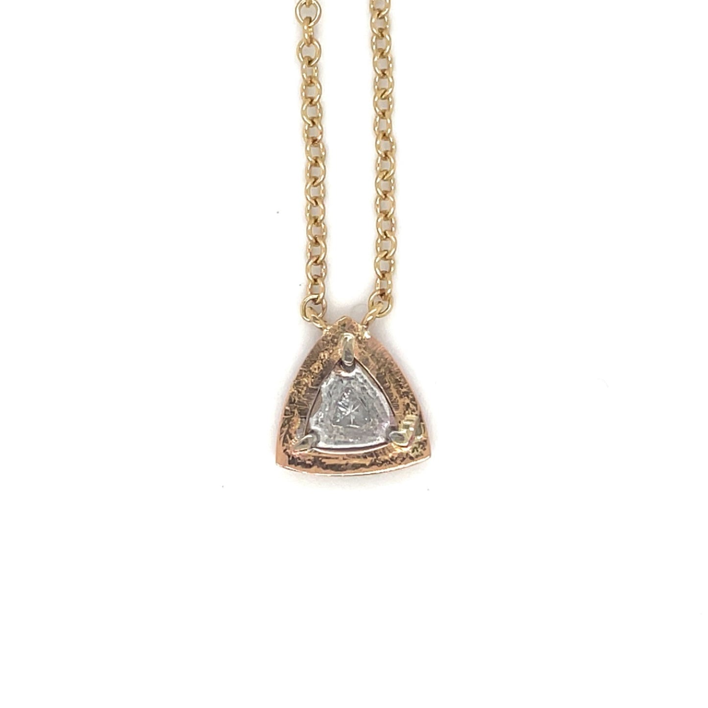 18ct Three-Tone Trillion Diamond Necklace