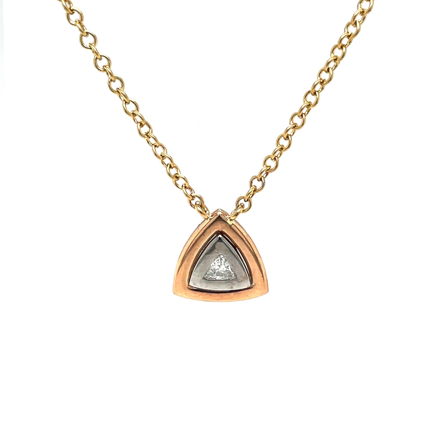 18ct Three-Tone Trillion Diamond Necklace