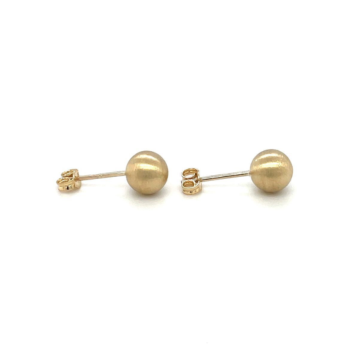 9ct Yellow Gold Satin Ball Stud Earrings (7mm)