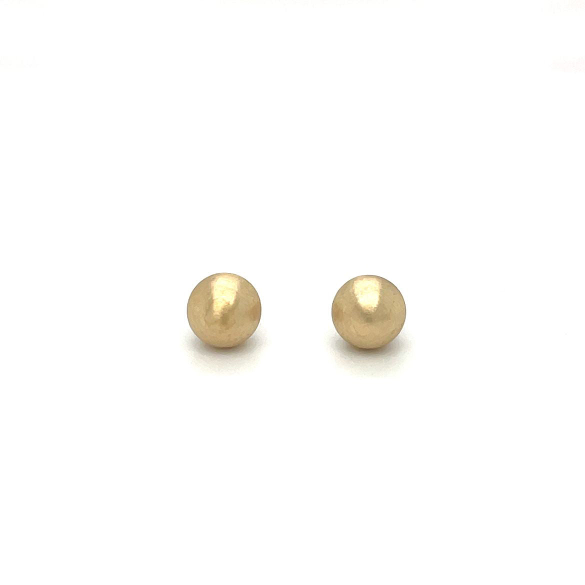 9ct Yellow Gold Satin Ball Stud Earrings (7mm)