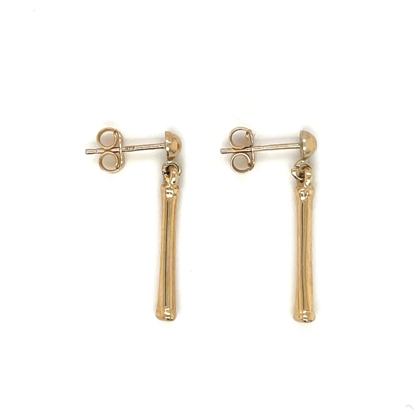 9ct Yellow Gold Fluted Drop Earrings