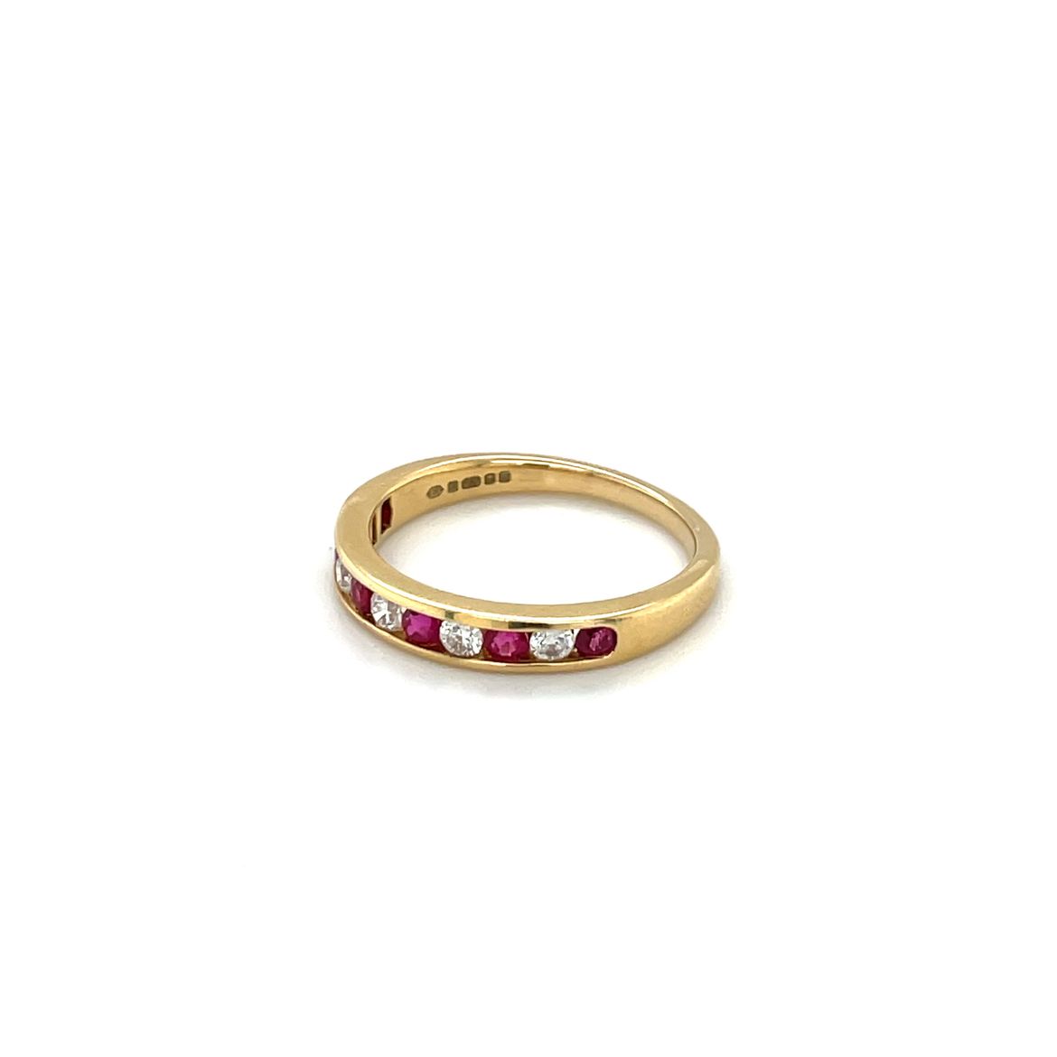 18ct Yellow Gold Ruby & Diamond Half-Set Eternity Ring