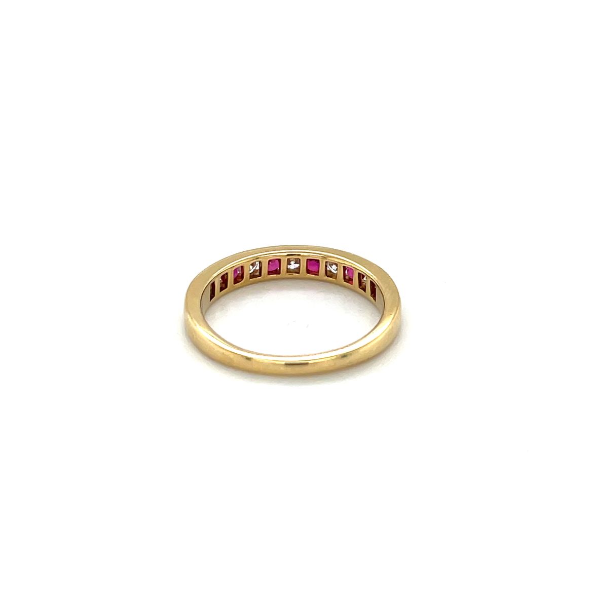 18ct Yellow Gold Ruby & Diamond Half-Set Eternity Ring