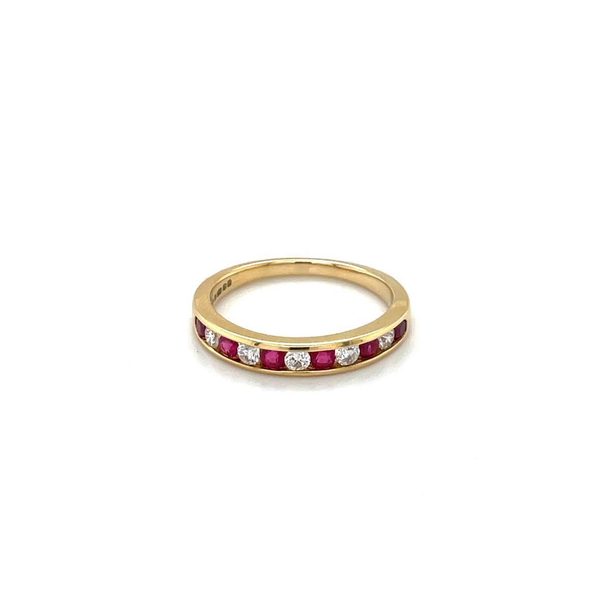 18ct Yellow Gold Ruby & Diamond Half-Set Eternity Ring