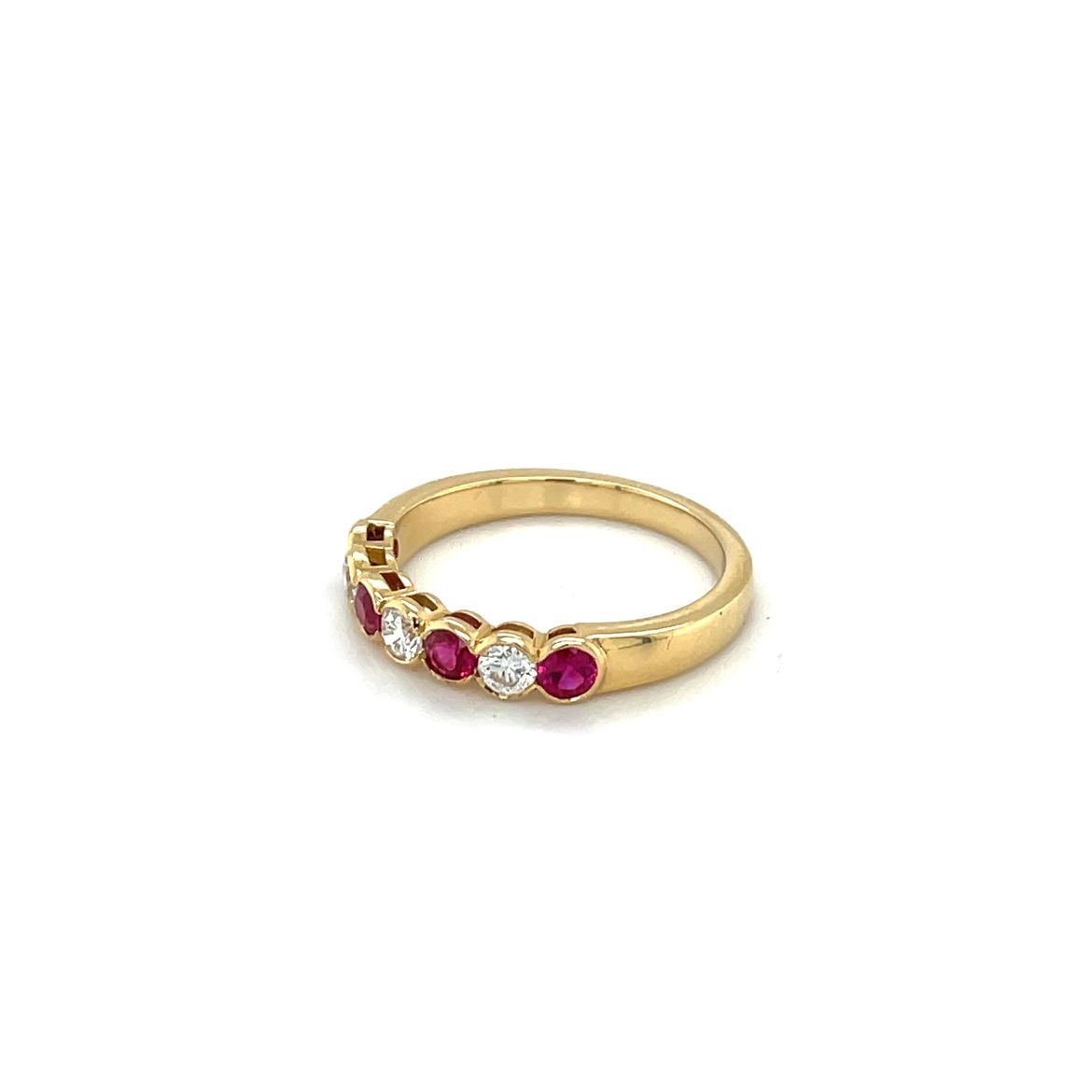 18ct Yellow Gold Ruby & Diamond Half-Set Eternity Ring
