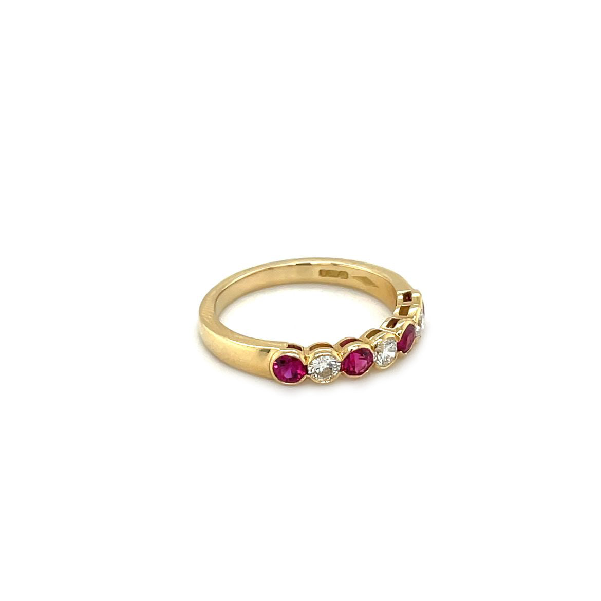 18ct Yellow Gold Ruby & Diamond Half-Set Eternity Ring (L1/2)