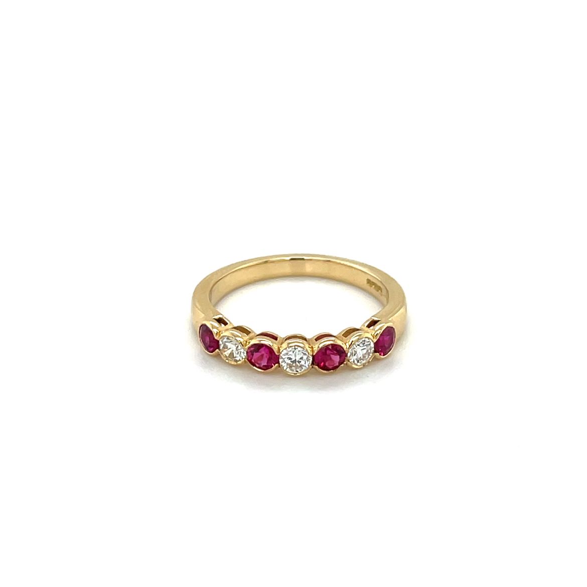 18ct Yellow Gold Ruby & Diamond Half-Set Eternity Ring