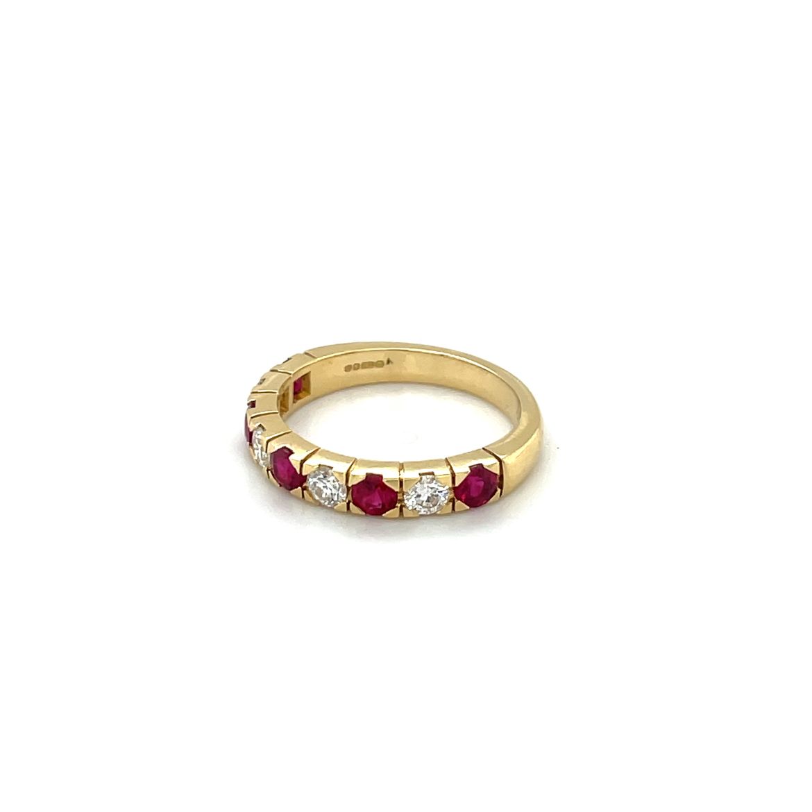 18ct Yellow Gold Ruby & Diamond Half-Set Eternity Ring