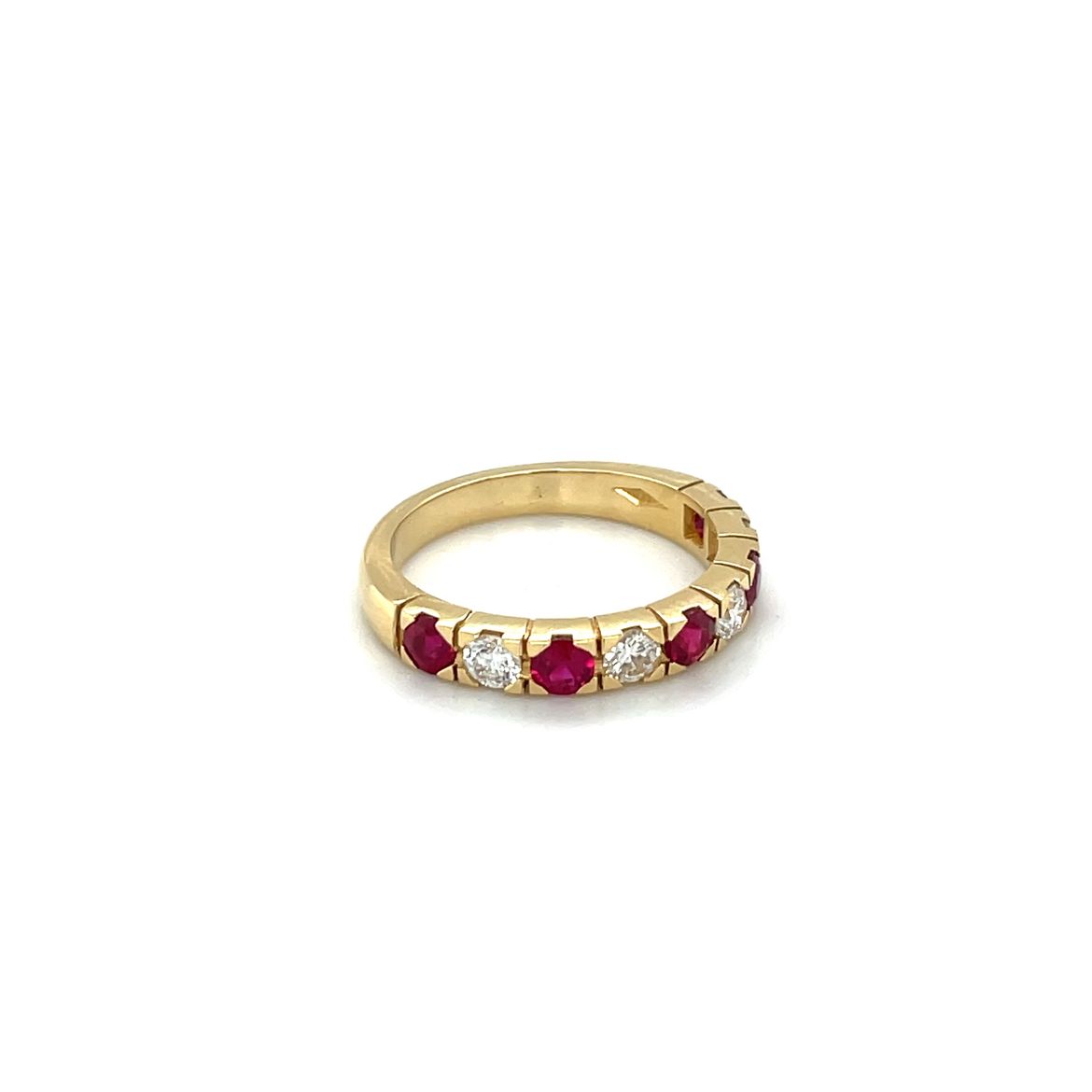 18ct Yellow Gold Ruby & Diamond Half-Set Eternity Ring