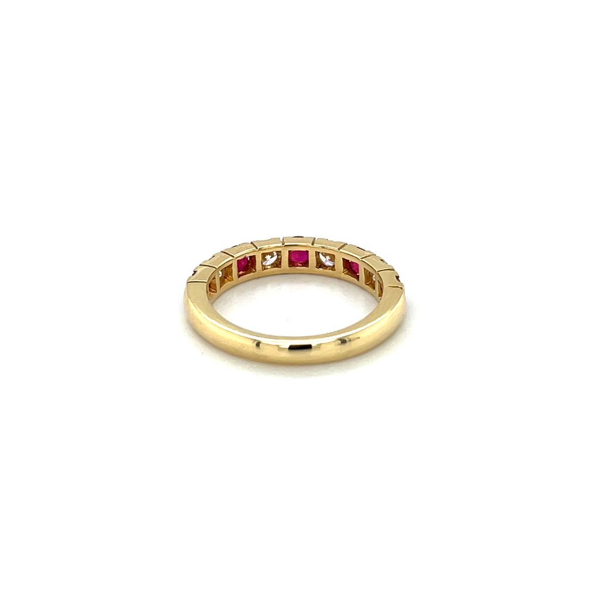 18ct Yellow Gold Ruby & Diamond Half-Set Eternity Ring