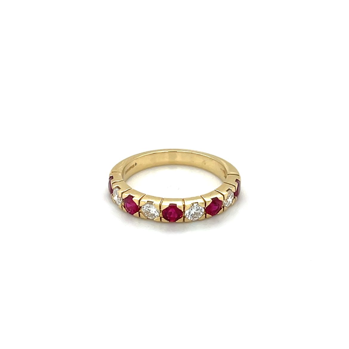 18ct Yellow Gold Ruby & Diamond Half-Set Eternity Ring