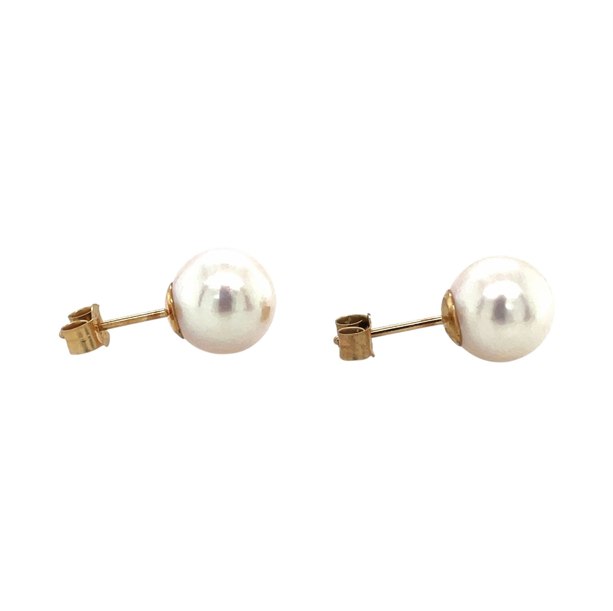9ct Yellow Gold Akoya Pearl Stud Earrings (9mm)