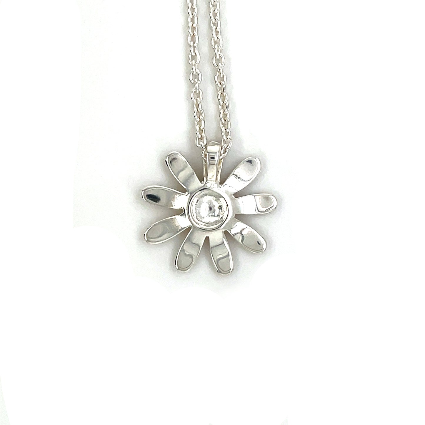 Silver & Gold Plate Daisy Pendant & Chain