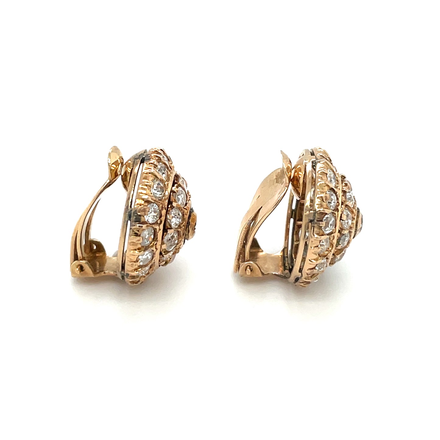 18ct Yellow Gold Domed Diamond Cluster Earrings