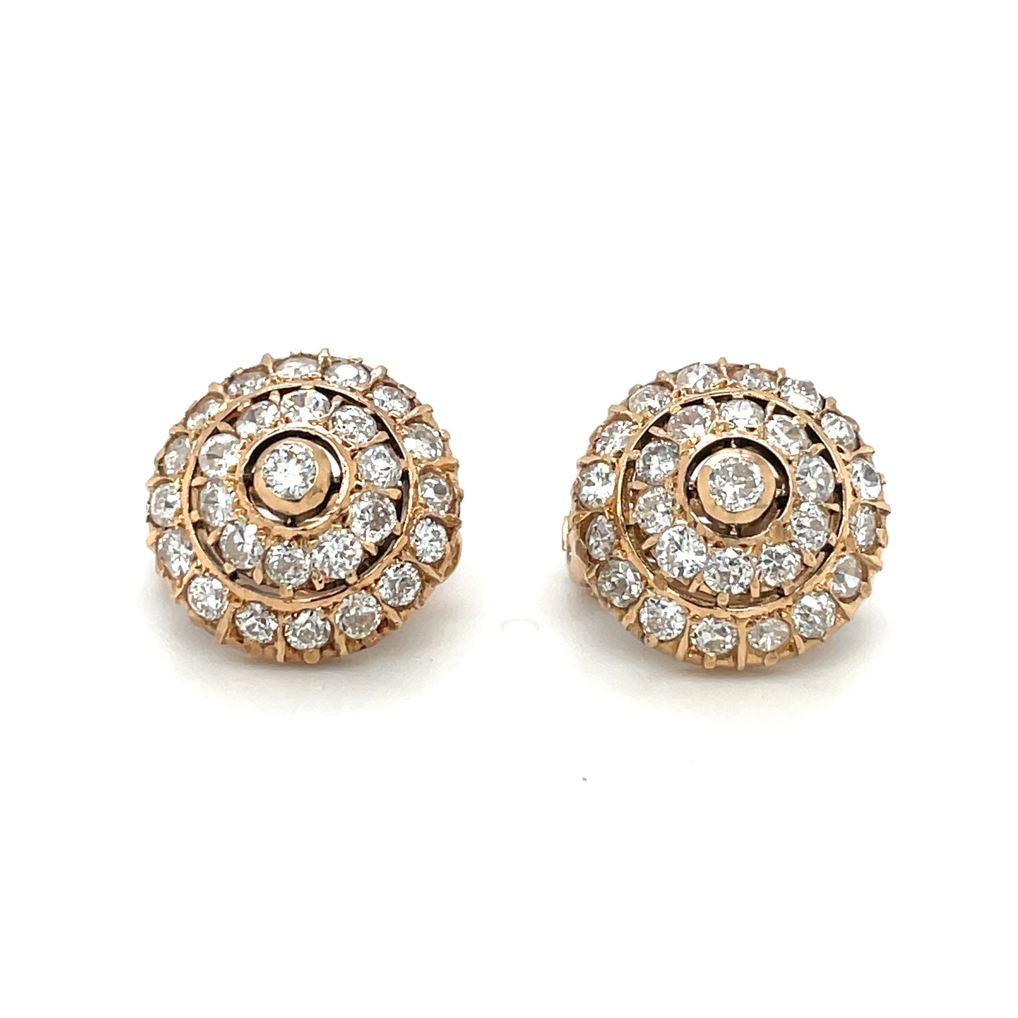 18ct Yellow Gold Domed Diamond Cluster Earrings