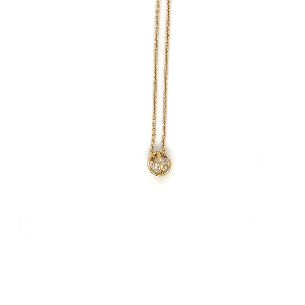 18ct Yellow Gold Free-Moving Diamond Pendant