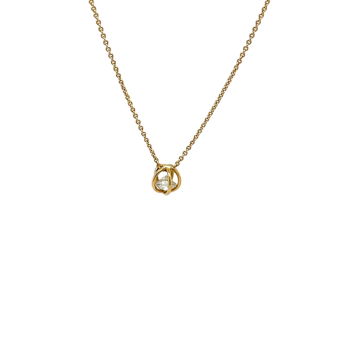 18ct Yellow Gold Free-Moving Diamond Pendant