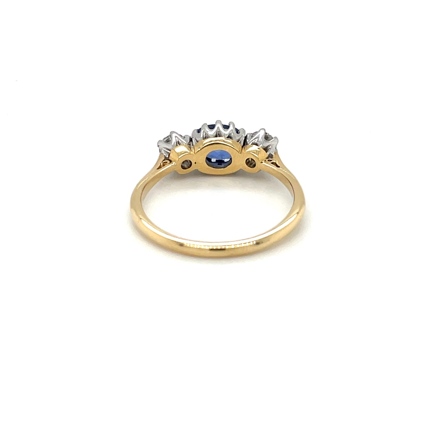 Sapphire & Diamond Three Stone Yellow Gold Ring (T)