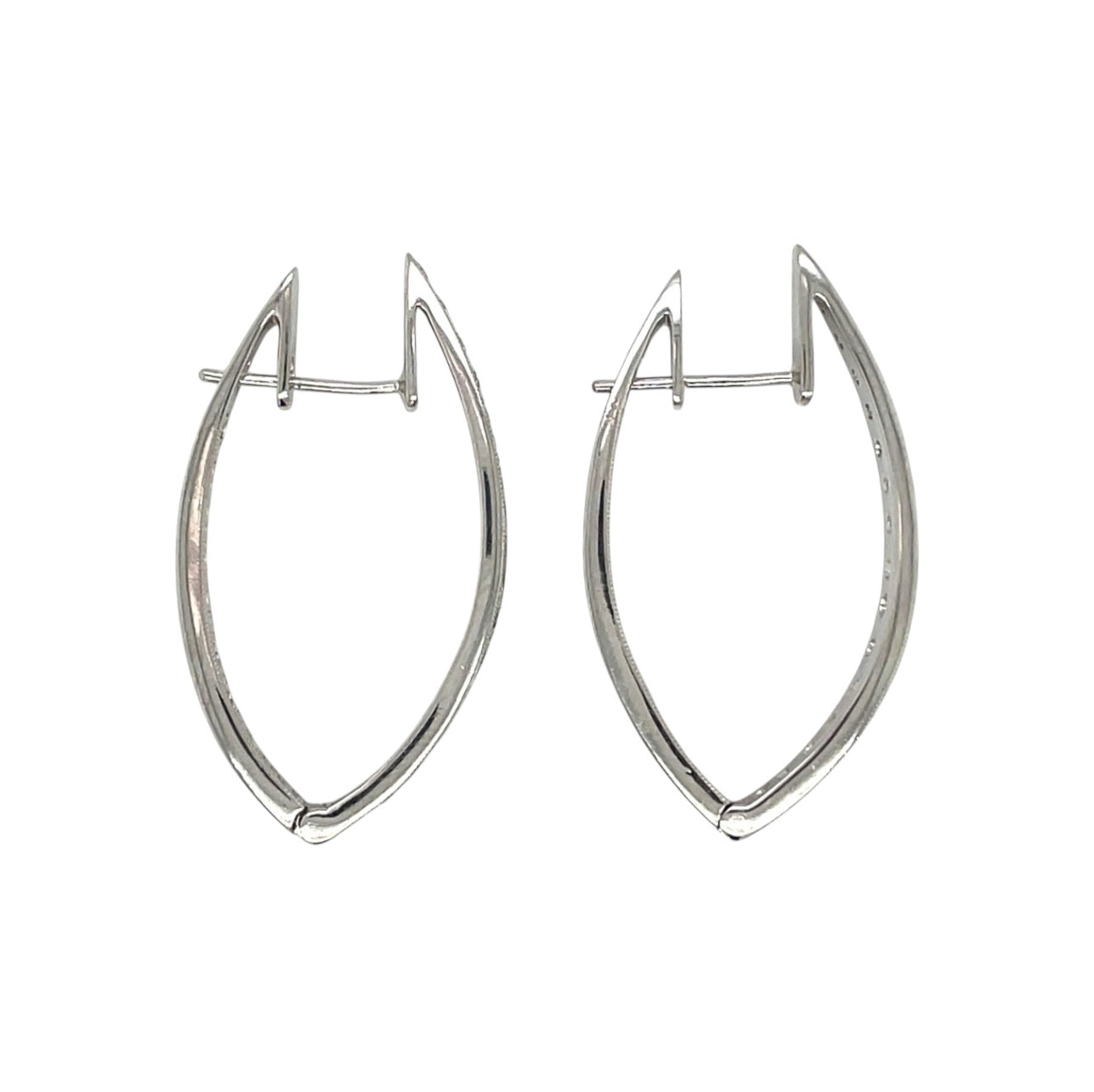 18ct White Gold Diamond Wave Hoop Earrings