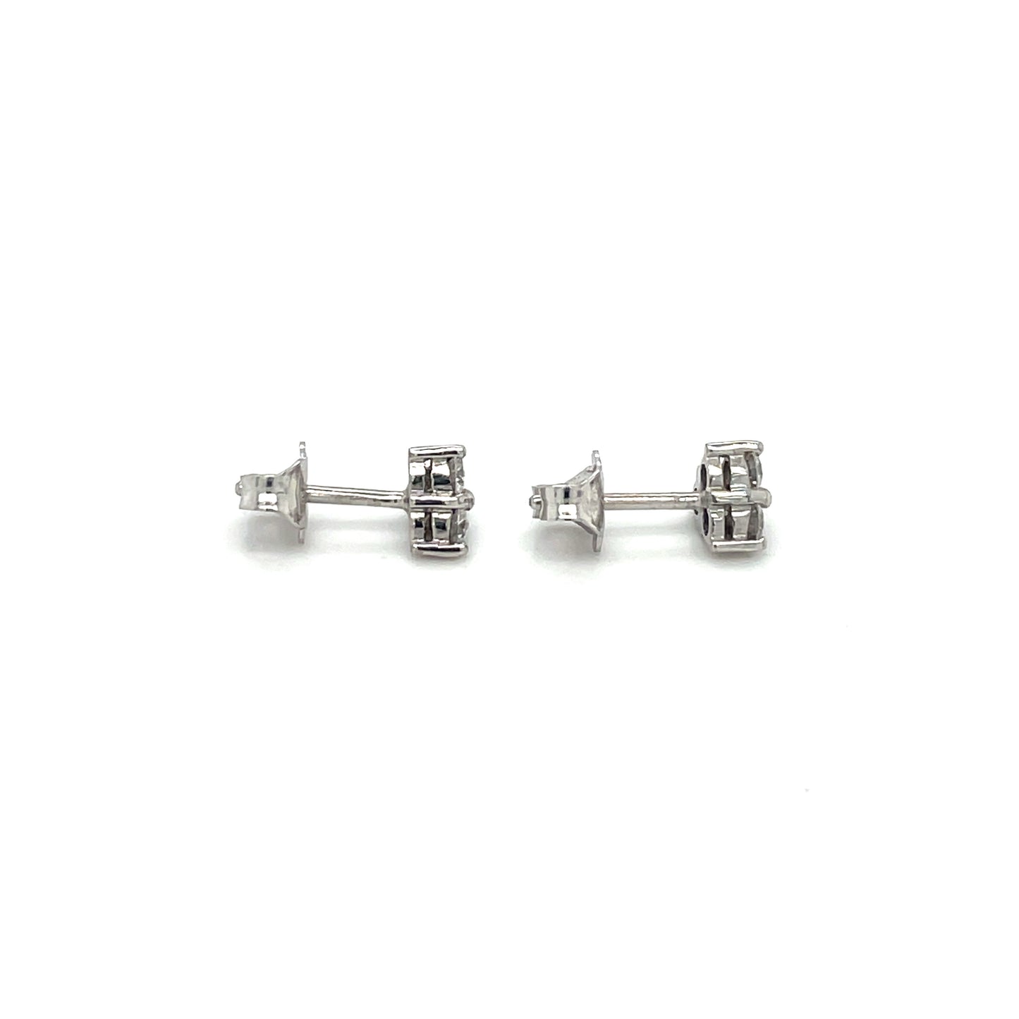 18ct White Gold Diamond Triangle Stud Earrings