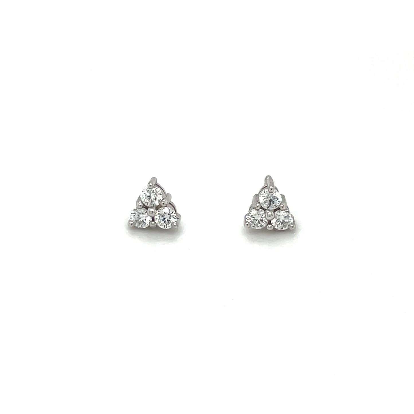 18ct White Gold Diamond Triangle Stud Earrings