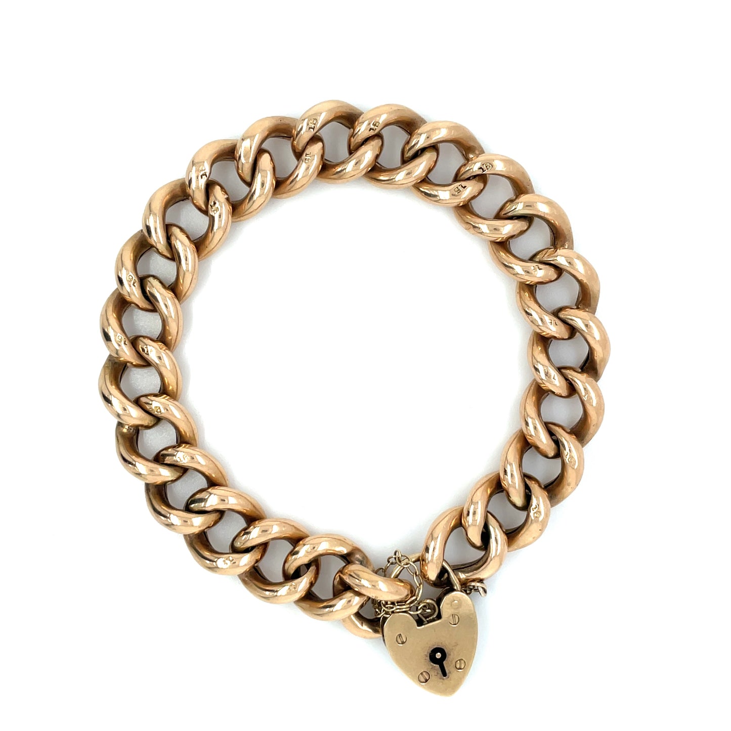 9ct Rose Gold Curb Charm Bracelet