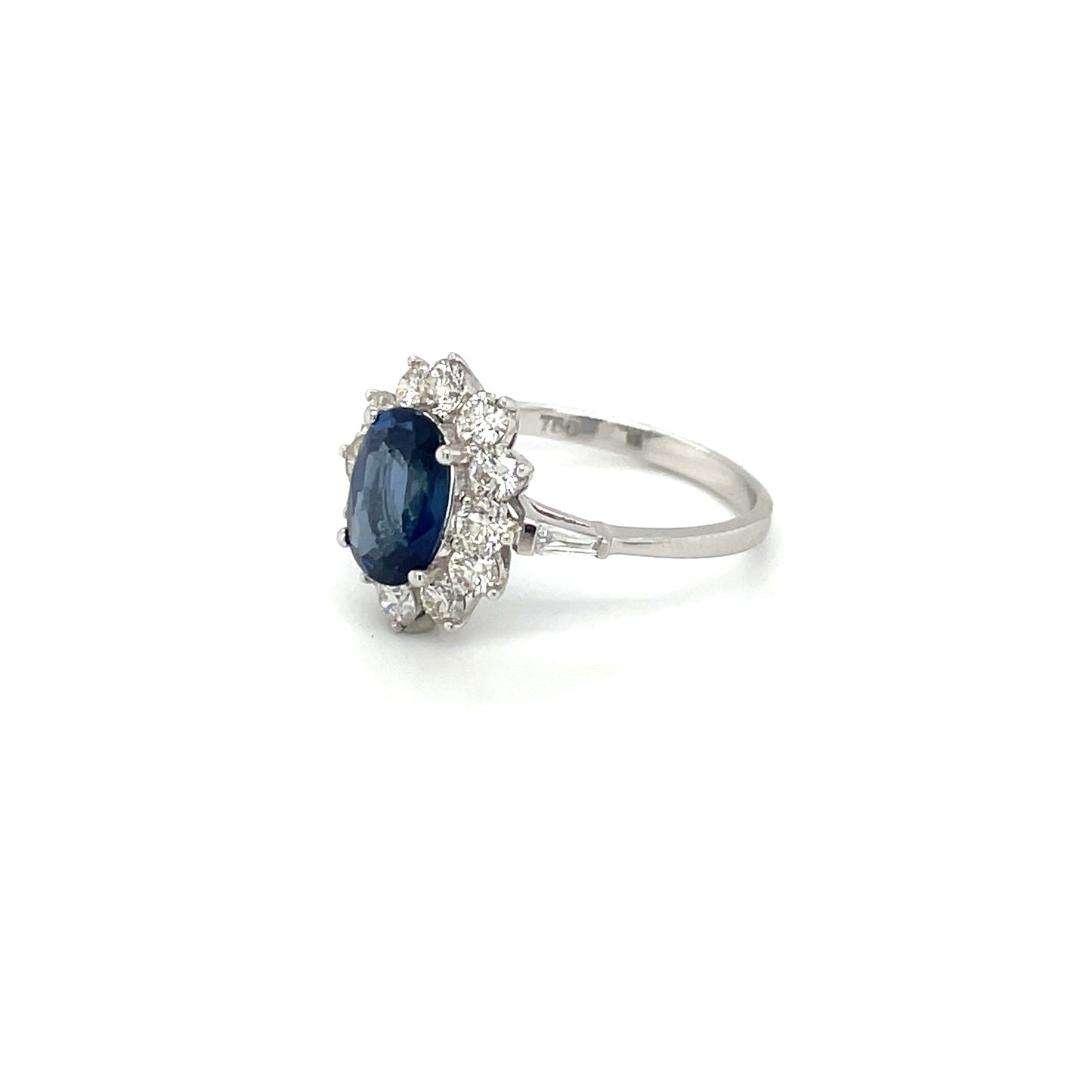 White Gold Sapphire & Diamond Cluster Ring