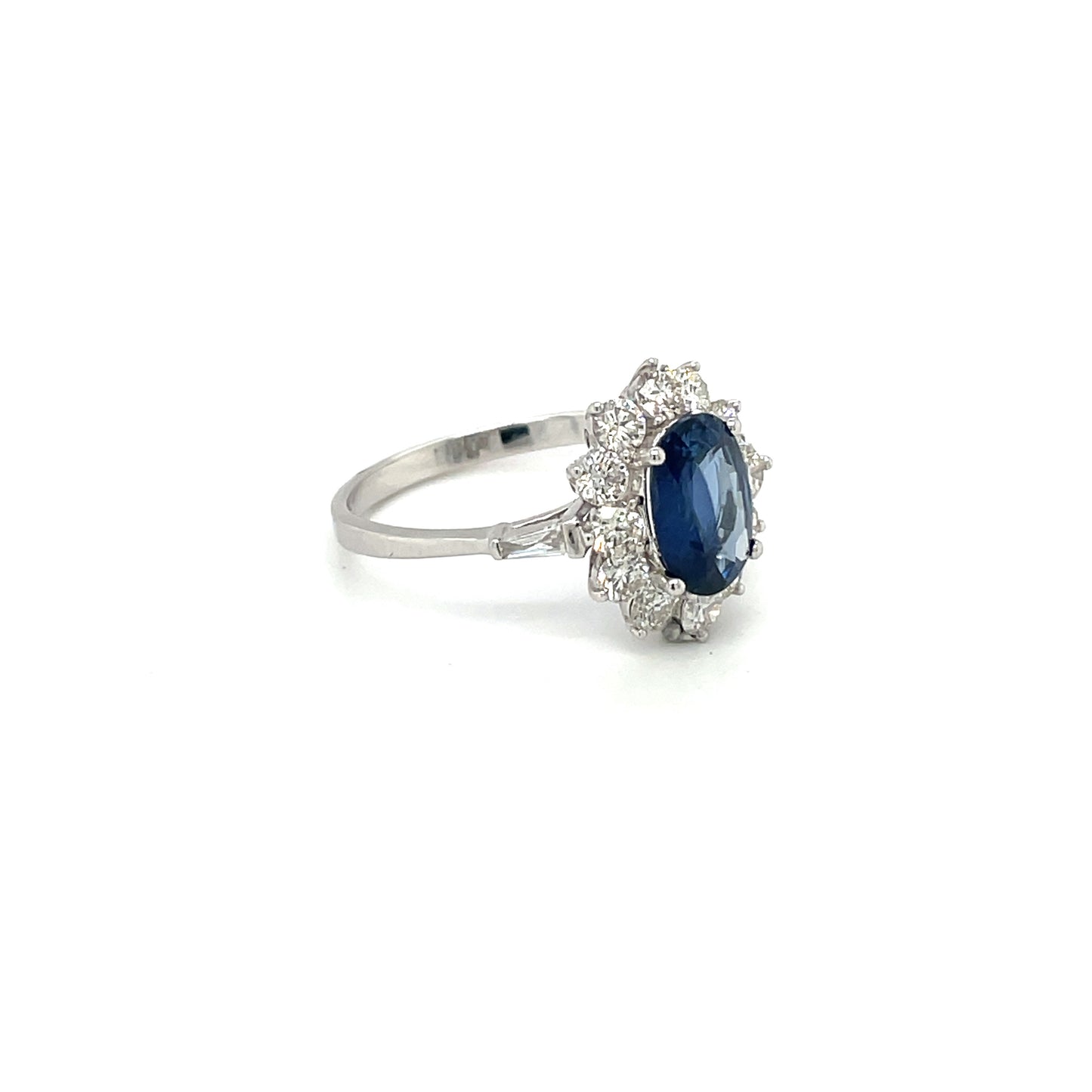 White Gold Sapphire & Diamond Cluster Ring