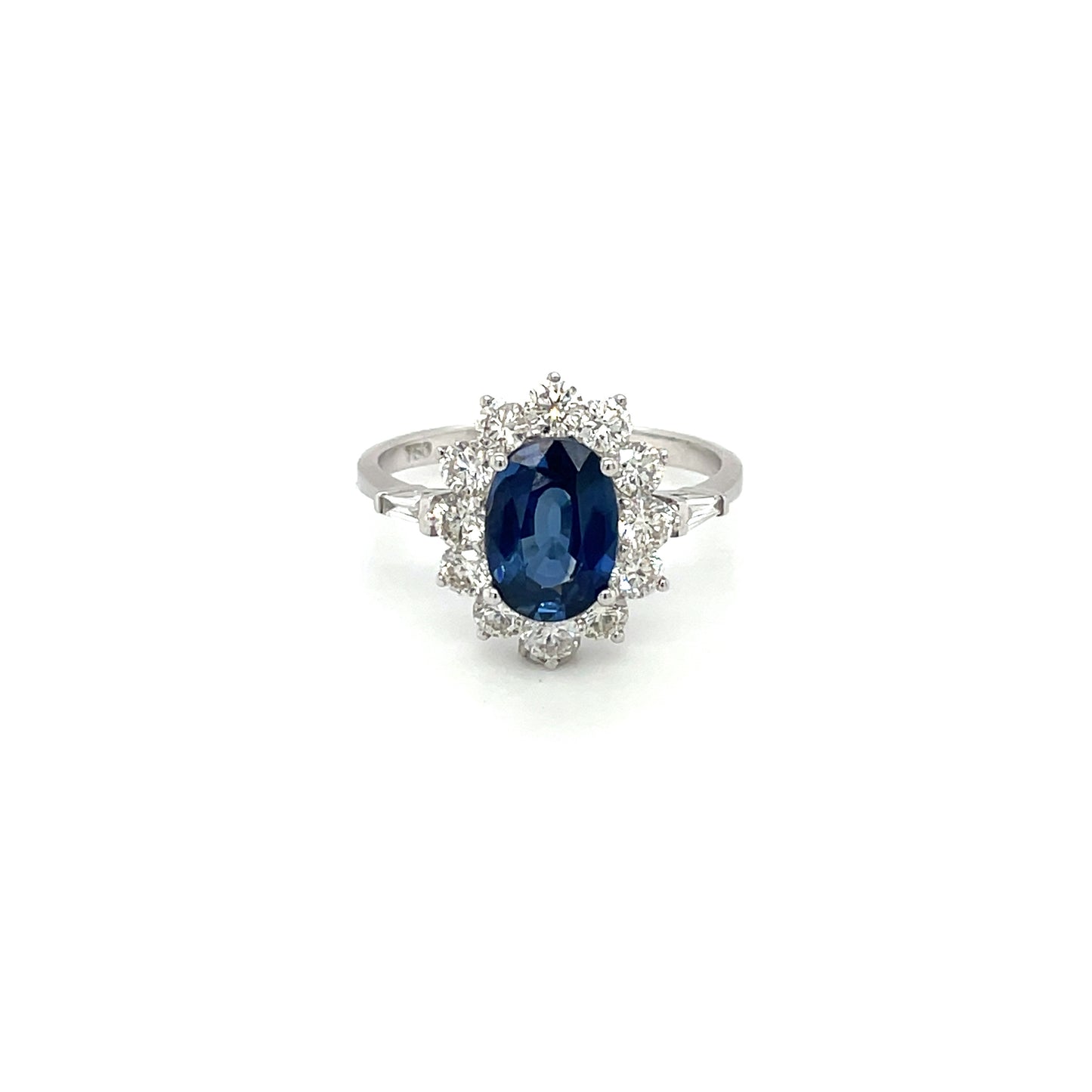 White Gold Sapphire & Diamond Cluster Ring