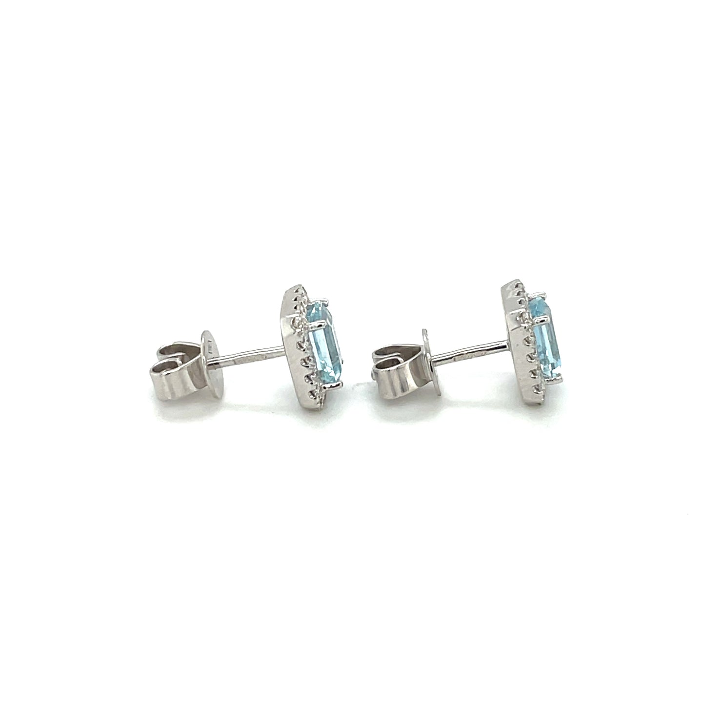 18ct White Gold Aquamarine & Diamond Cluster Earrings
