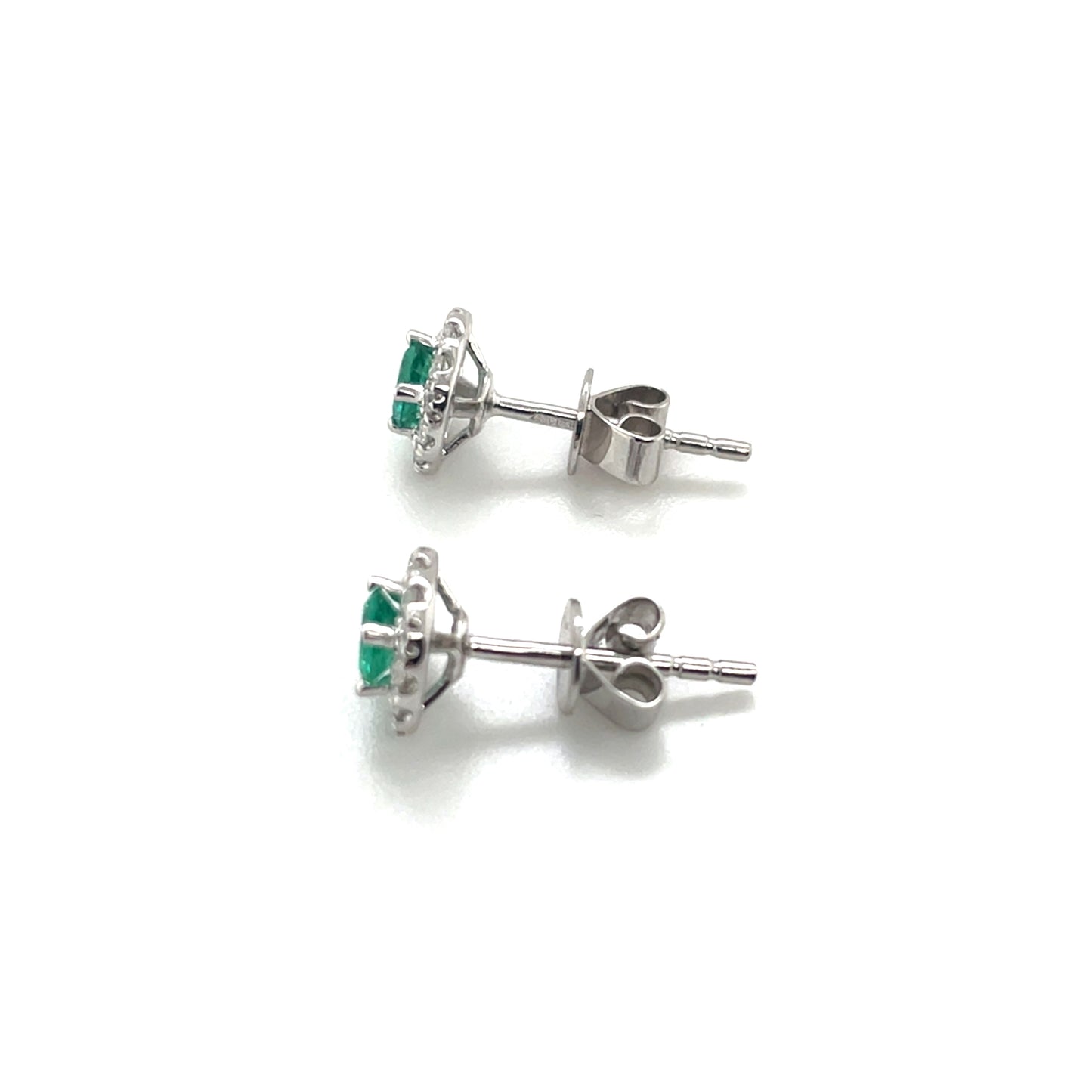 18ct White Gold Diamond And Emerald Earrings