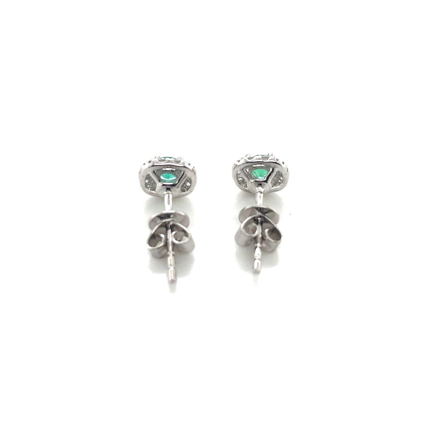 18ct White Gold Diamond And Emerald Earrings