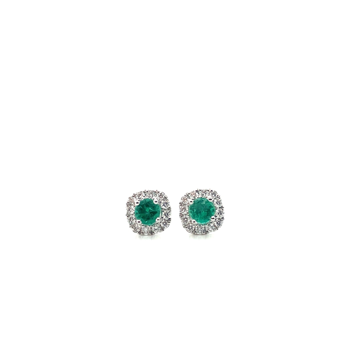 18ct White Gold Diamond And Emerald Earrings