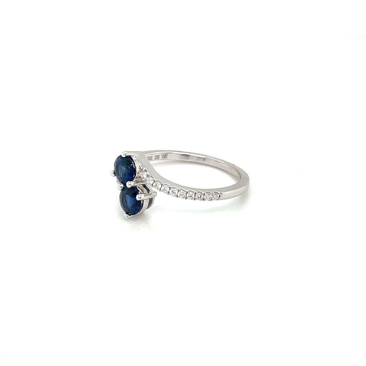 18ct White Gold Sapphire & Diamond Crossover Twist Ring