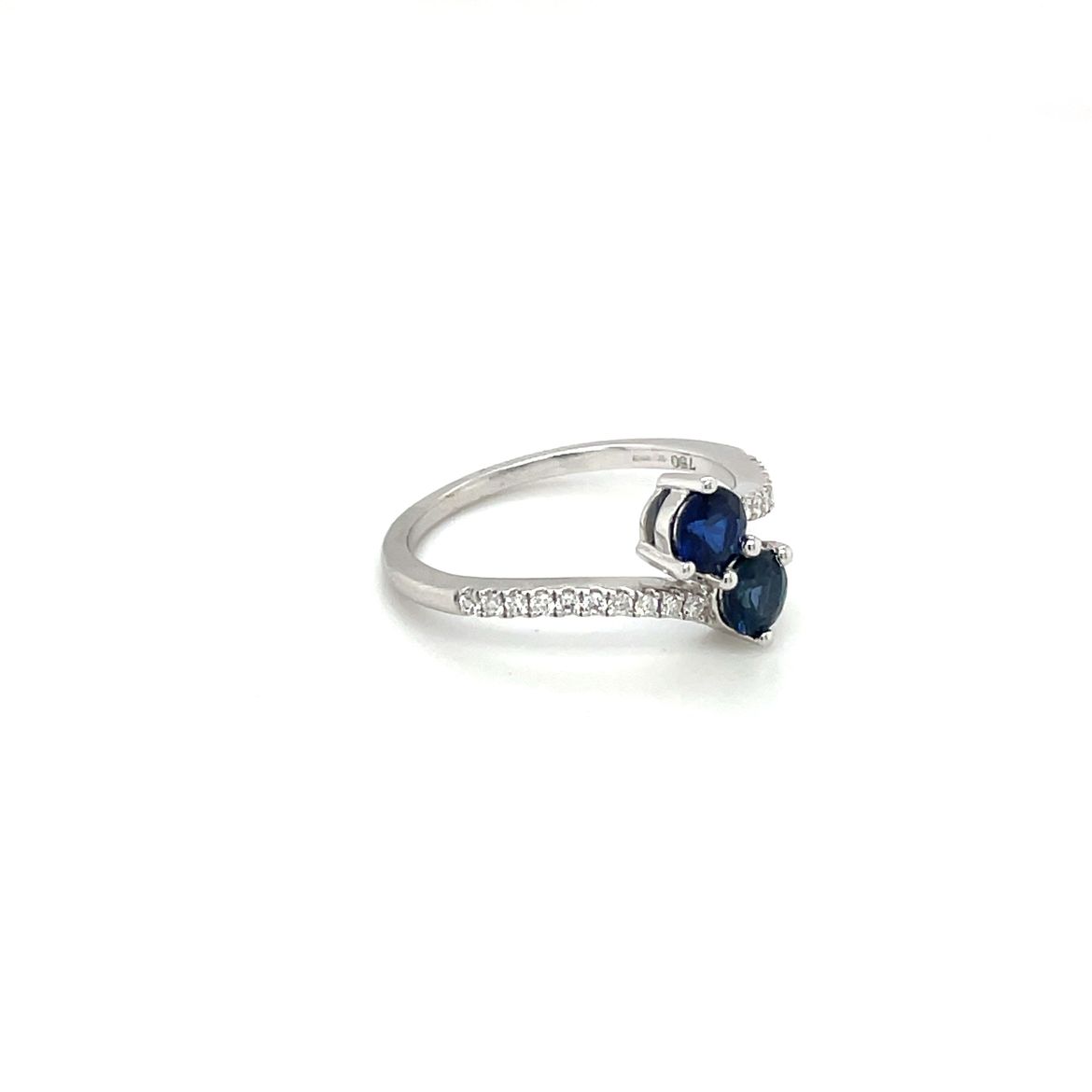 18ct White Gold Sapphire & Diamond Crossover Twist Ring