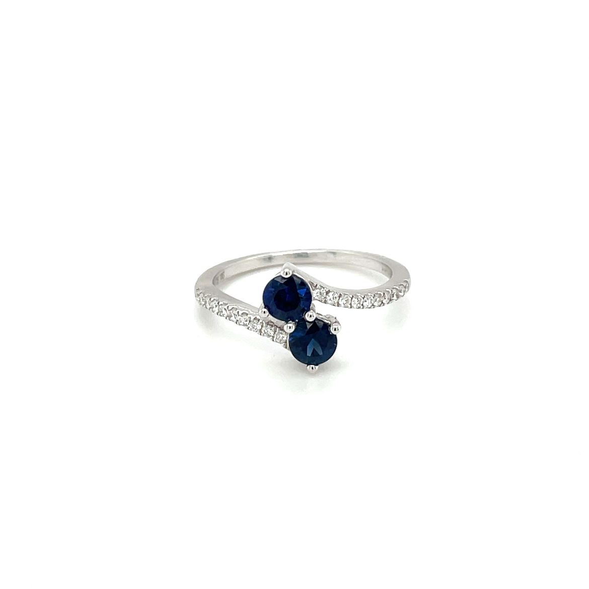 18ct White Gold Sapphire & Diamond Crossover Twist Ring