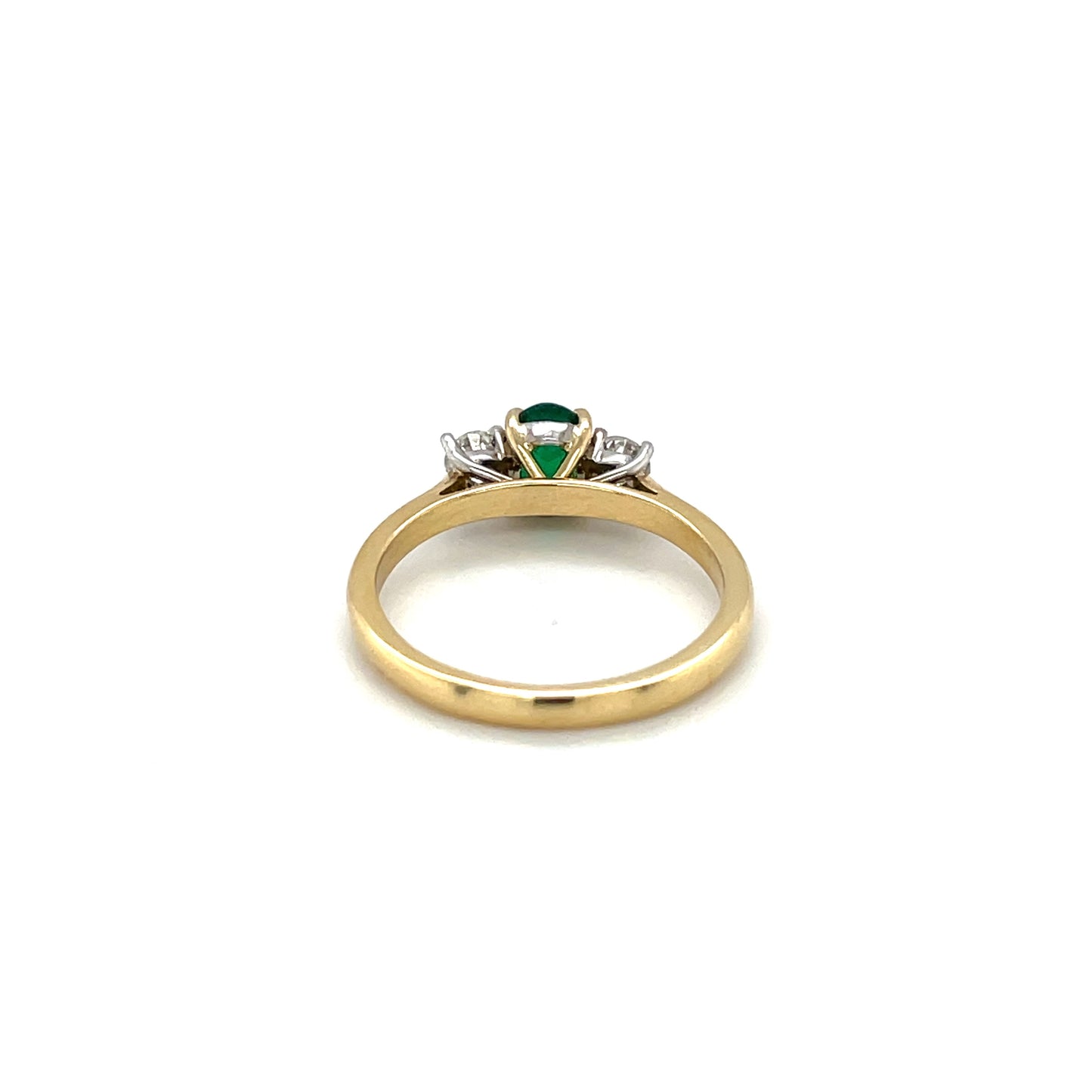 18ct Yellow Gold Emerald & Diamond Three-Stone Ring