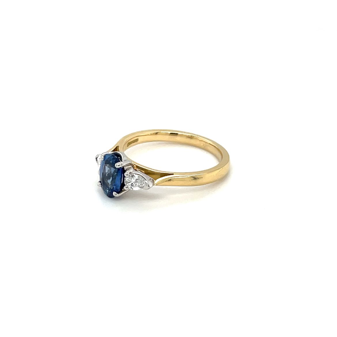18ct Yellow Gold Sapphire & Diamond Three-Stone Ring