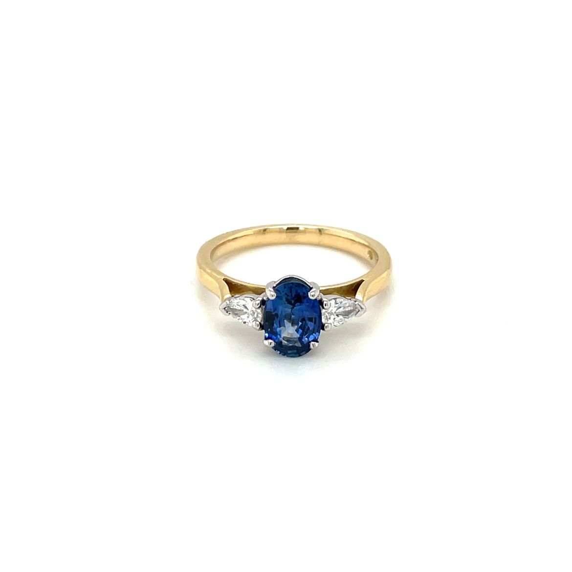 18ct Yellow Gold Sapphire & Diamond Three-Stone Ring