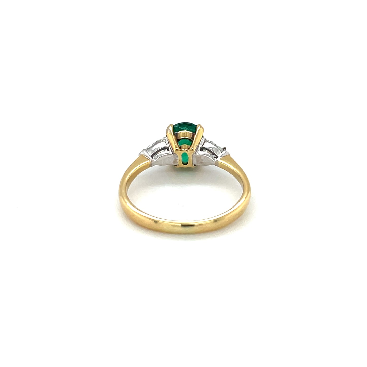 18ct Yellow Gold Emerald & Diamond Three-Stone Ring