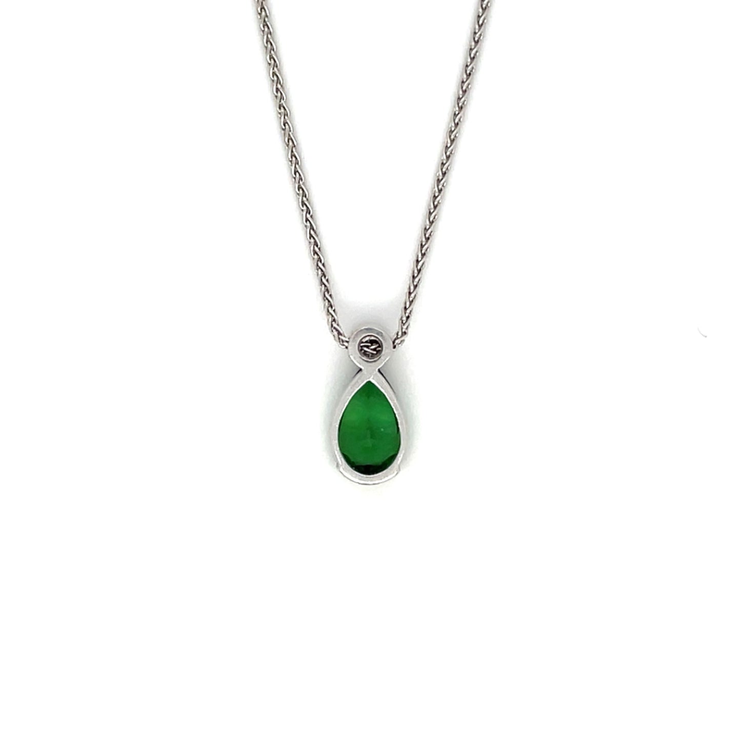 18ct White Gold Tourmaline & Diamond Pendant & Chain