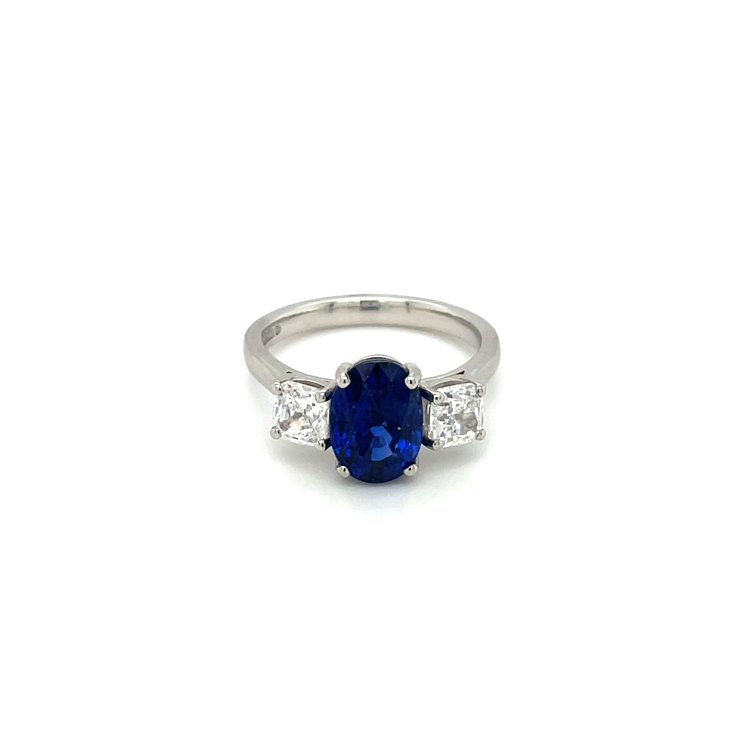 Platinum Sapphire & Diamond Three-Stone Ring