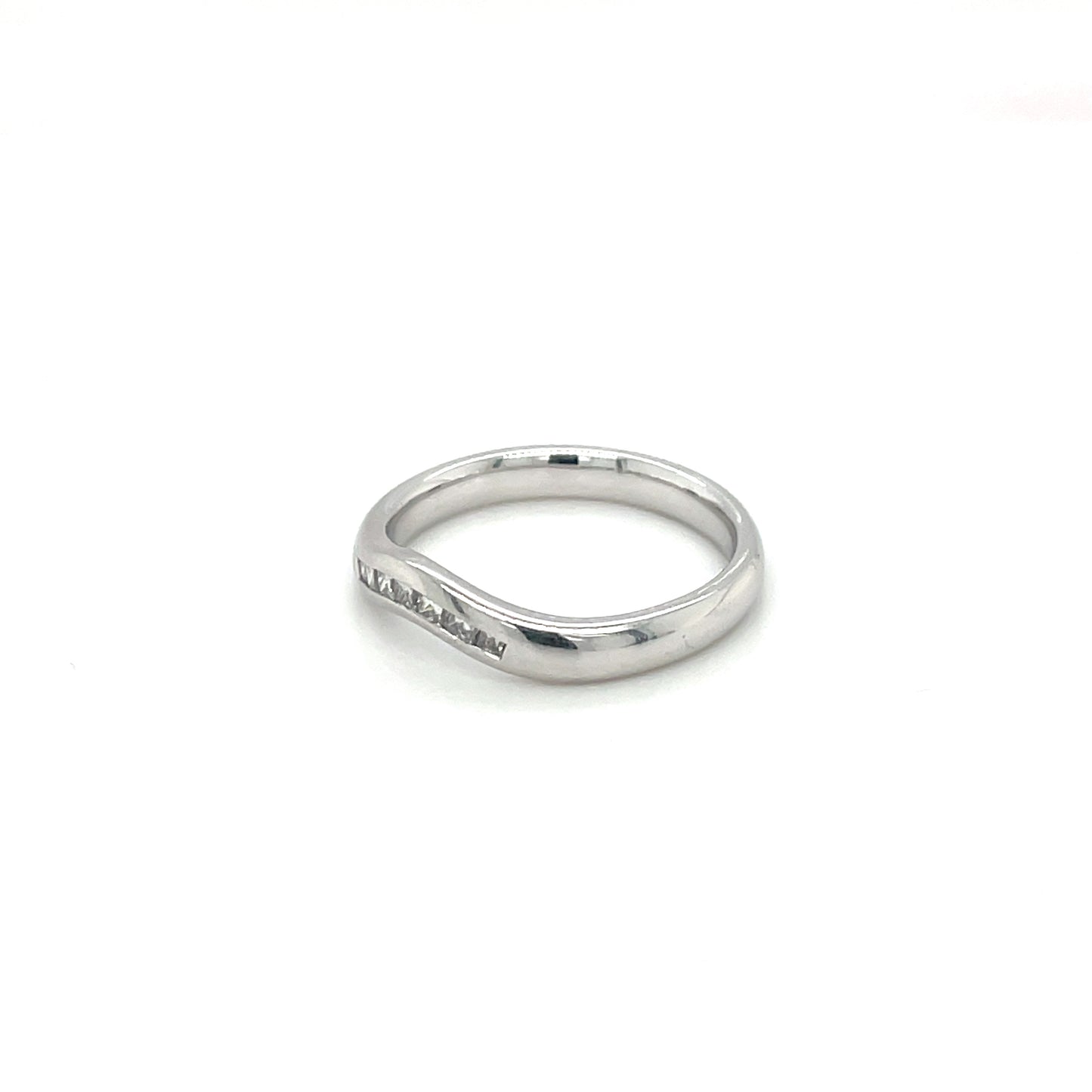 Platinum Diamond Curved Wedding Band