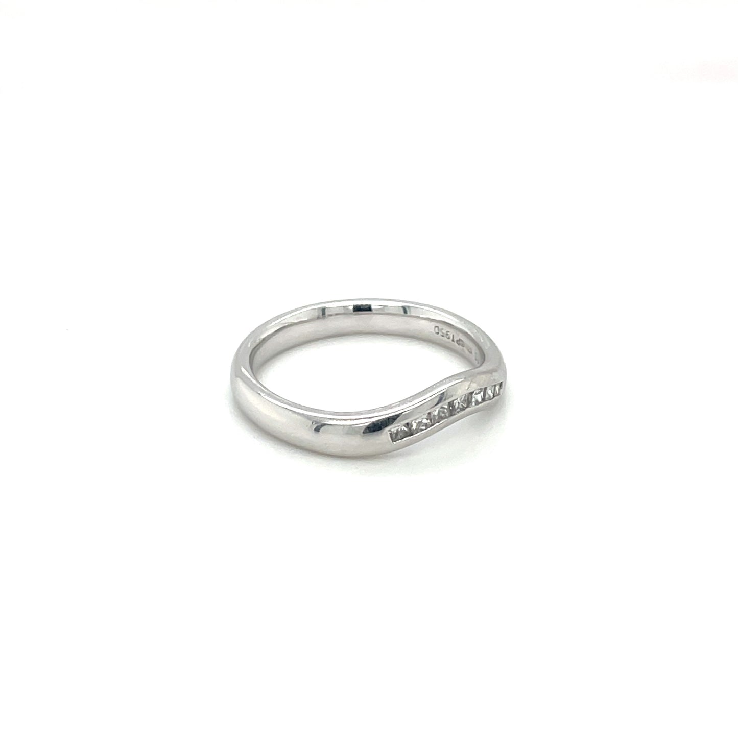 Platinum Diamond Curved Wedding Band