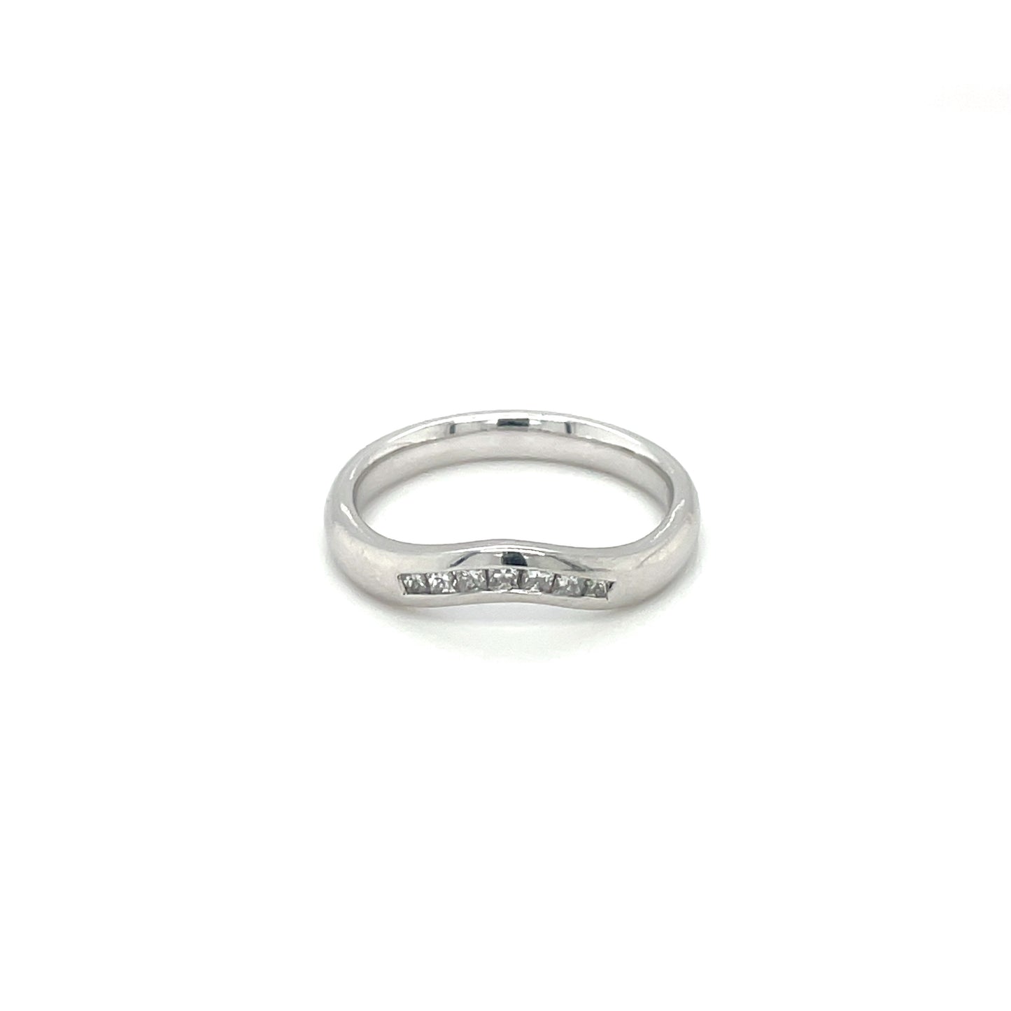 Platinum Diamond Curved Wedding Band