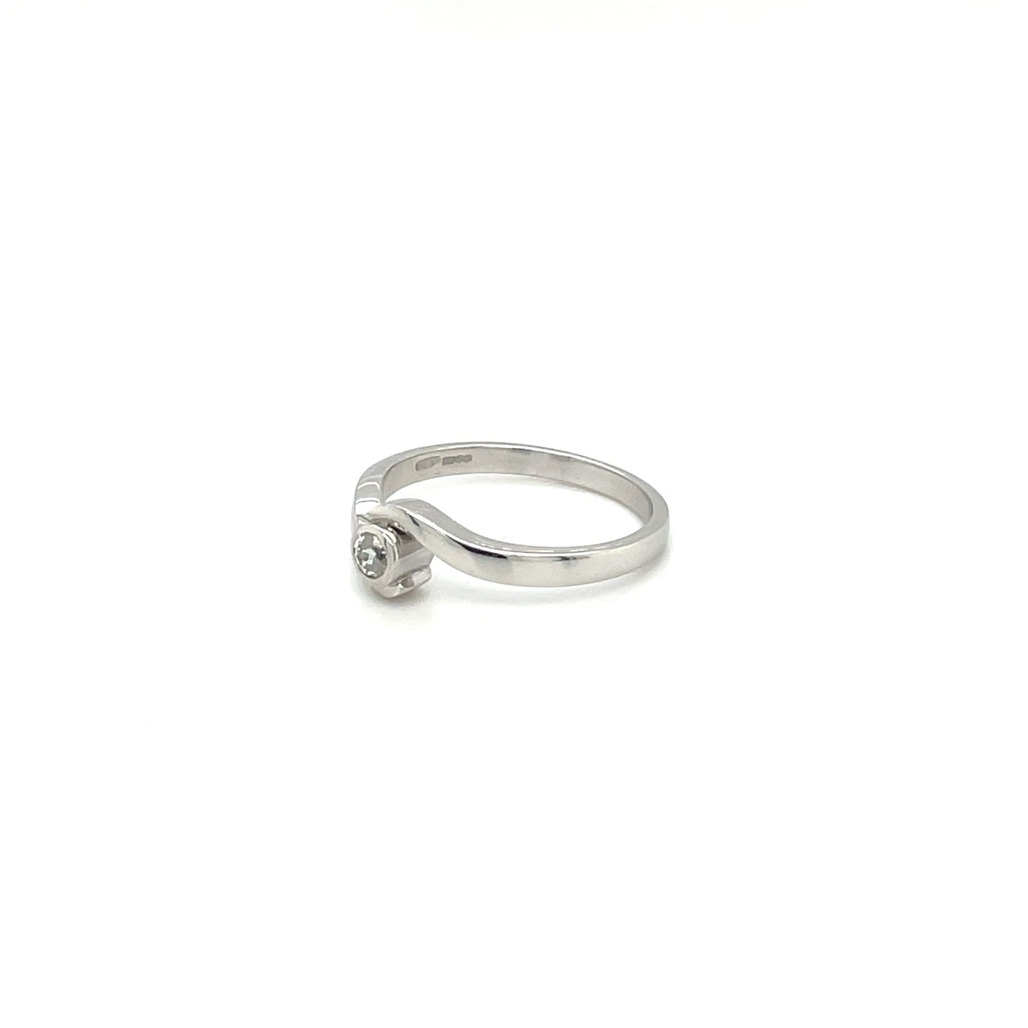 18ct White Gold Diamond Crossover Solitaire Ring