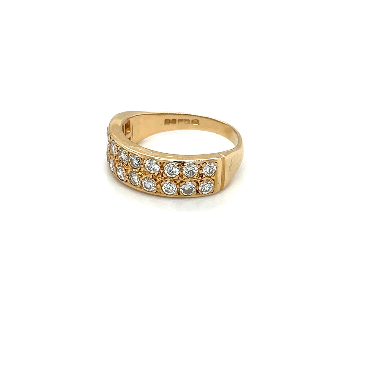 18ct Yellow Gold Diamond Two-Row Half-Eternity Band